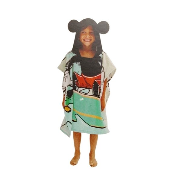 Disney Mickey Mouse Surfer Hooded Beach Poncho For Kids - Picture 1 of 5